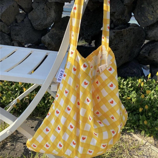 Sac à bandoulière en coton à imprimé cœur pour fille