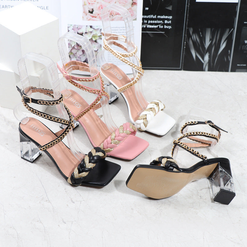 Women's Summer Chain High Heel Fashion Large Size Sandals