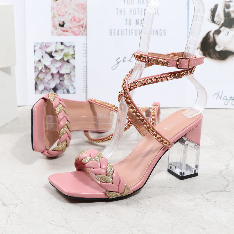 Women's Summer Chain High Heel Fashion Large Size Sandals