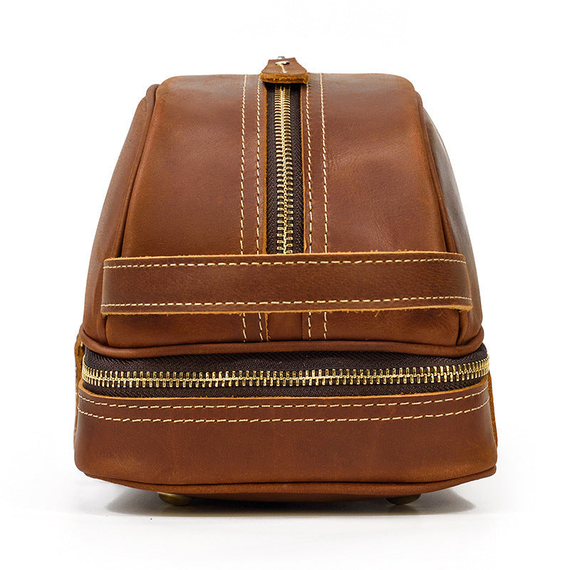 Bolso de mano vintage de cuero para hombre, bolso de viaje de cuero Crazy Horse