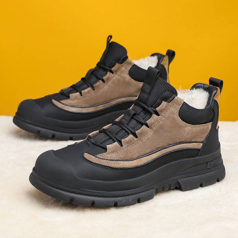 Men's Cotton Shoes Wool Fleece Lined Thick High-top Casual