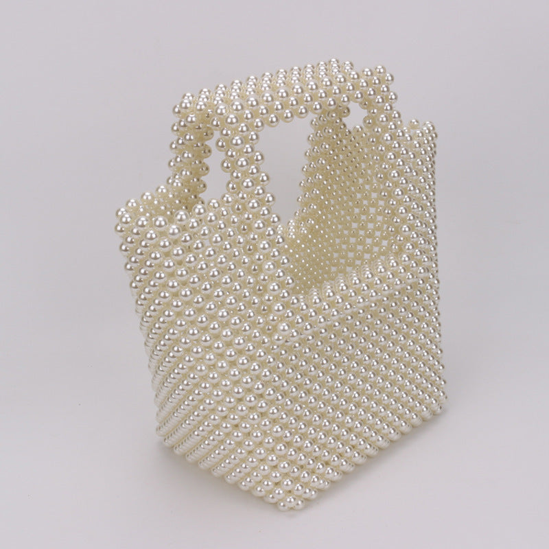 Pearl Frame Beaded White Tote Bag Frame