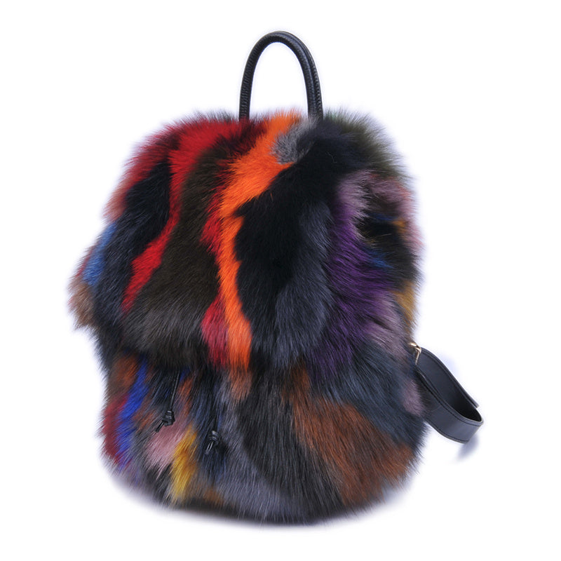 Trendy Casual Fur Handbags Fox Fur Real Hair Backpack