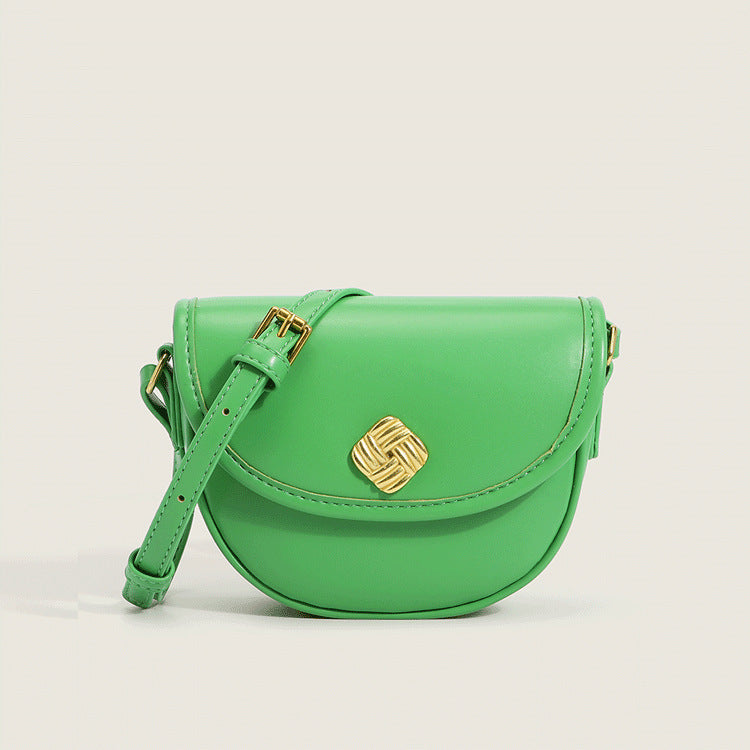 Bolso redondo para mujer, diseño de un solo hombro, mini bolso de sillín, bolso para mujer