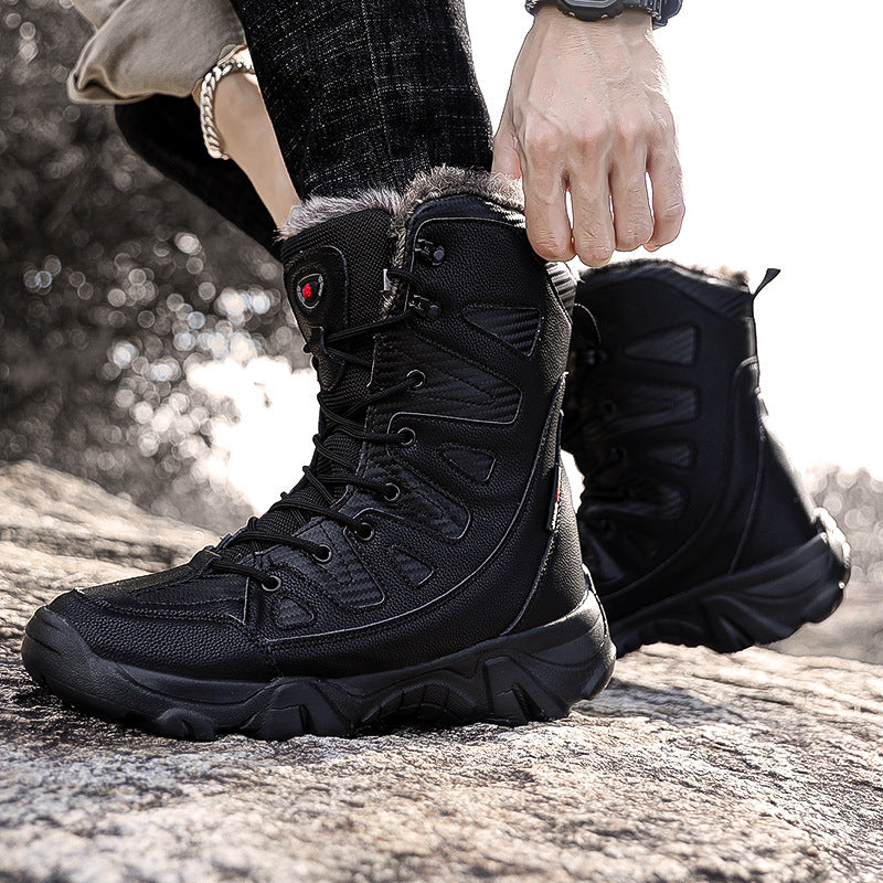 Botas de nieve Botas de algodón Invierno Caña alta Forro polar Cálido Suela con cordones