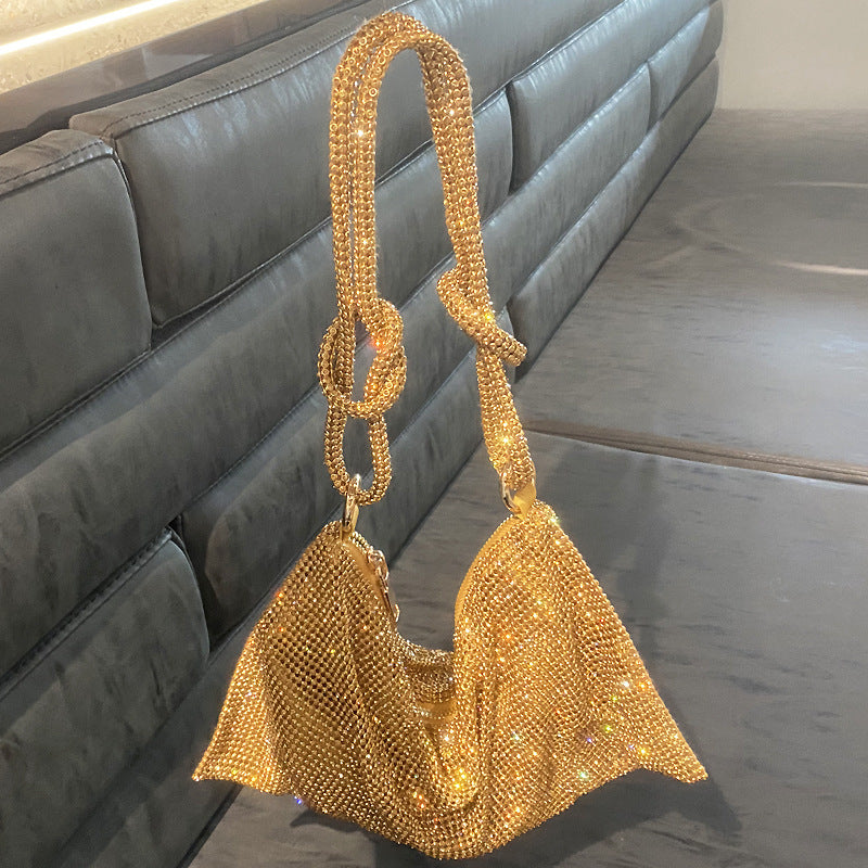 Bolso de mano sencillo con diamantes de imitación para mujer