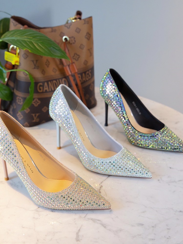 Zapatos de tacón alto con diseño de pájaro de diamantes para mujer, elegantes y puntiagudos, para dama de honor