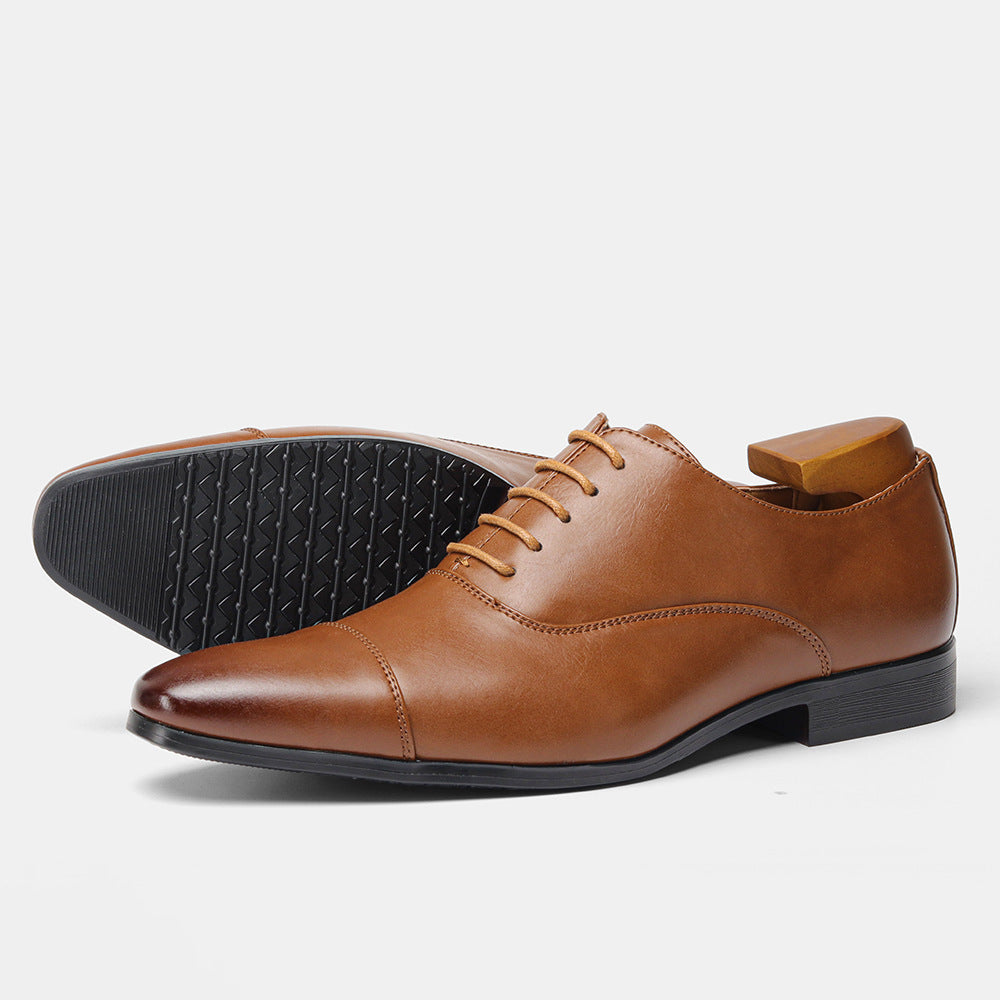 Zapatos de negocios Oxford de alta gama con punta, cómodos, clásicos, británicos, retro, de colores ruborizados