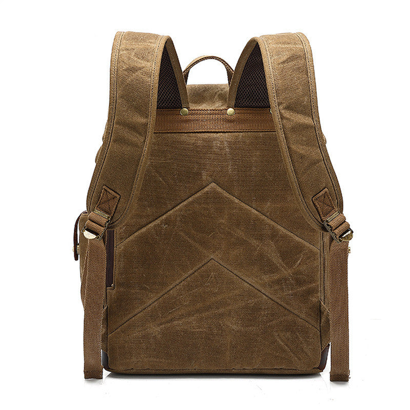 Men's Canvas Backpack Oil Wax Waterproof Computer Bag