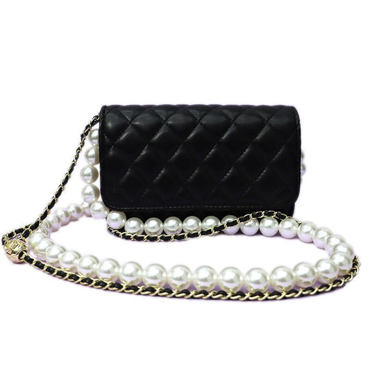 Bolso pequeño y fragante con cadena de perlas para mujeres mayores