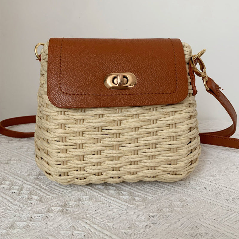 One-shoulder Crossbody Woven Bag All-match Special-interest Design Rattan