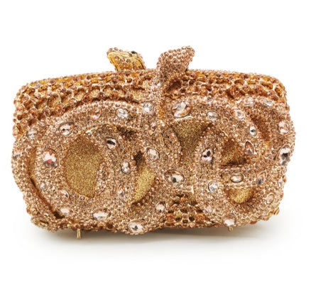 Python Diamond-studded Dinner Bag Magnetic Clasp Chain Clutch