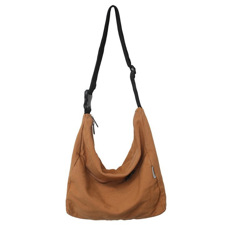 Solid Color Canvas Shoulder Crossbody Bag