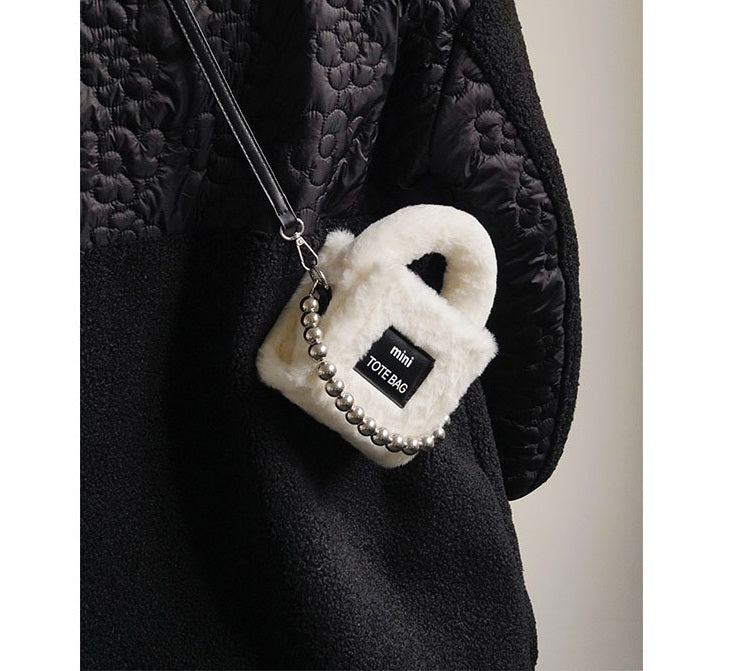 Mini bolso lindo con cadena de peluche para mujer para otoño e invierno