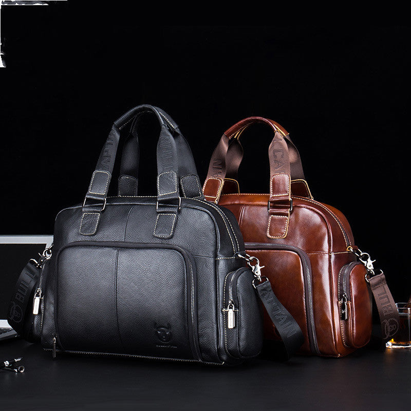 Men's Leather Briefcase Can Be Used For 14-inch Laptop