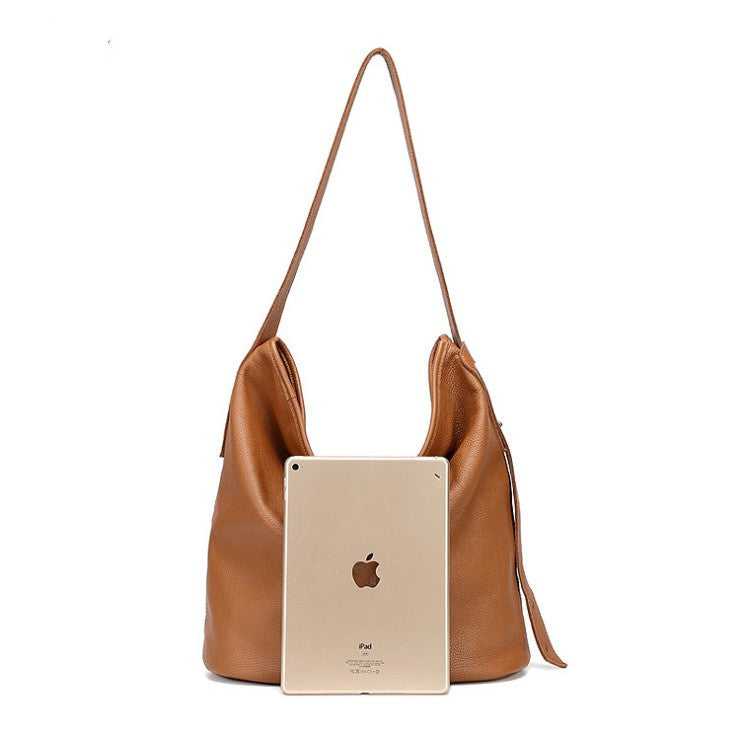 The First Layer Of Cowhide Simple All-match Bucket Bag Shoulder Messenger Leather