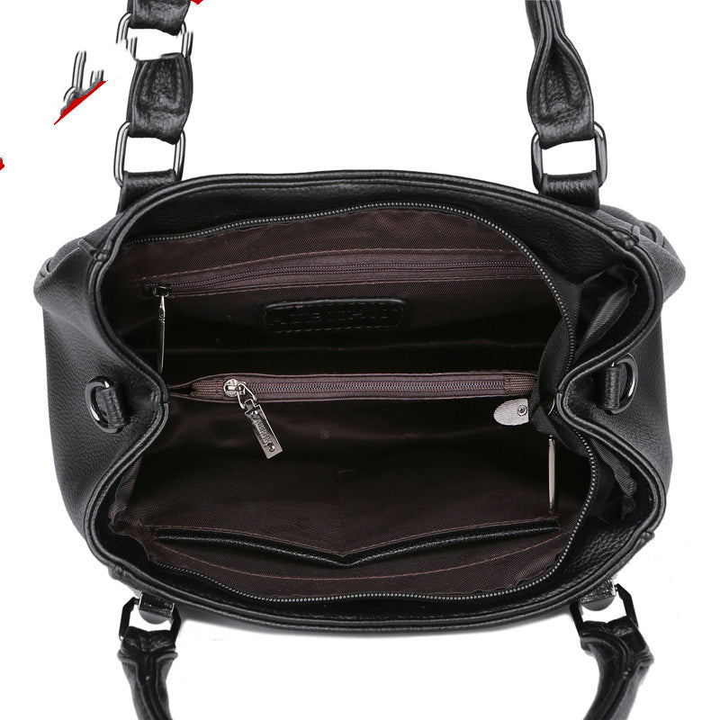 Simple Casual Soft Leather Crossbody Shoulder Bag