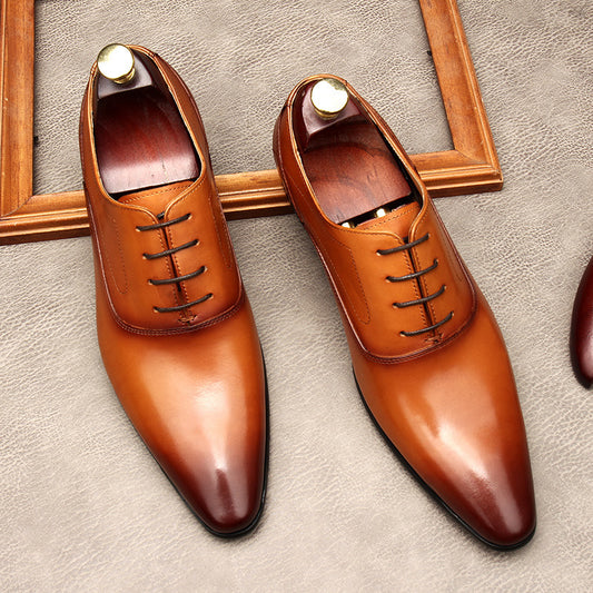 Men's Lace-up Pointed Formal Leather Shoes