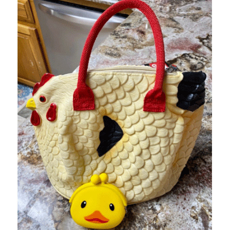 Lindo bolso de mano para dama con forma de gallo