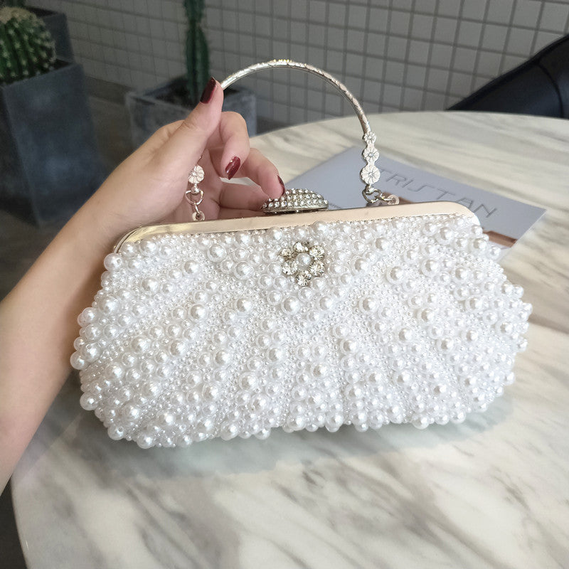 Bolso de mano cruzado estilo cheongsam con perlas para banquete