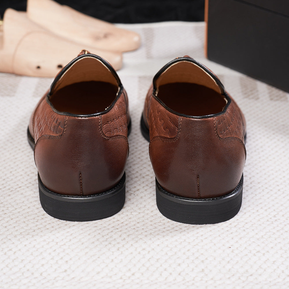 Chaussures décontractées en cuir à pompon pour hommes, faites à la main, pour mariage, banquet