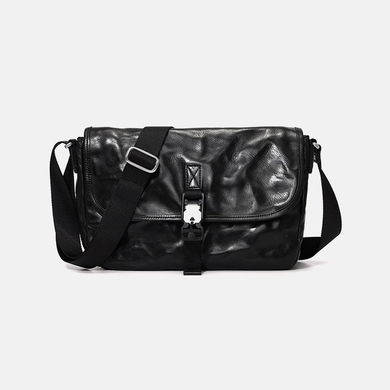 Bolso bandolera informal de cuero de gran capacidad para hombre