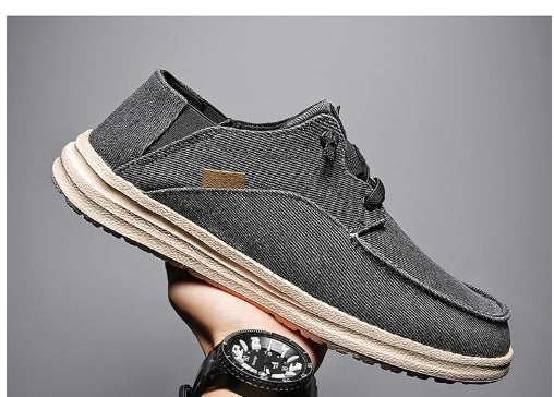 Zapatos de lona de gran tamaño, mocasines casuales para hombre, tela antigua de Beijing