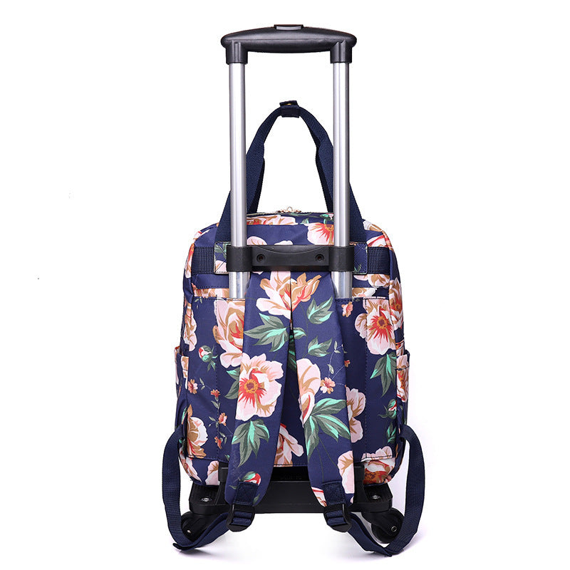 Mini Printed Folding Trolley Bag Detachable Dual Purpose Backpack