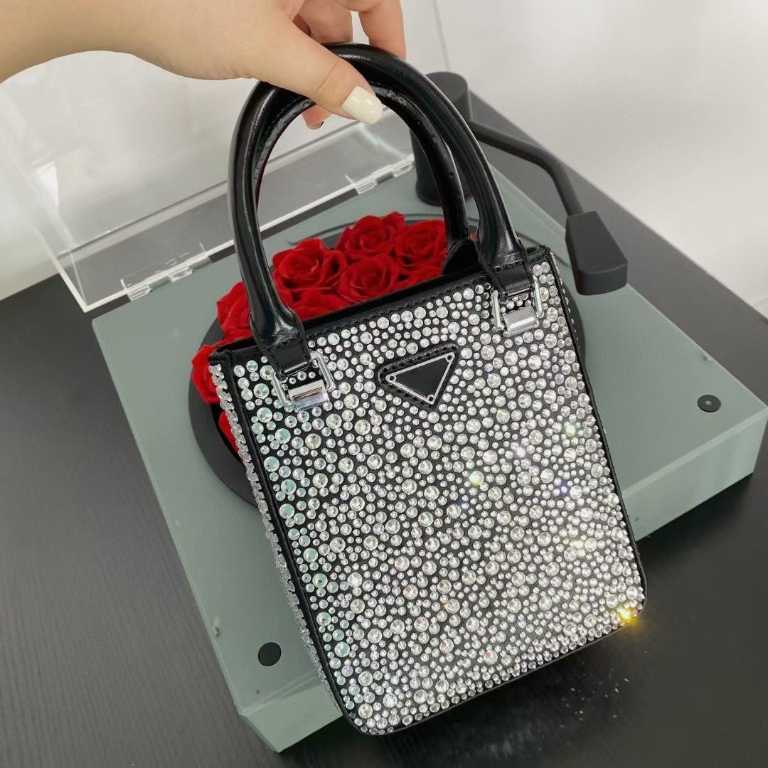 Bolso de mano de un solo hombro con diamantes de imitación de alta gama para mujer