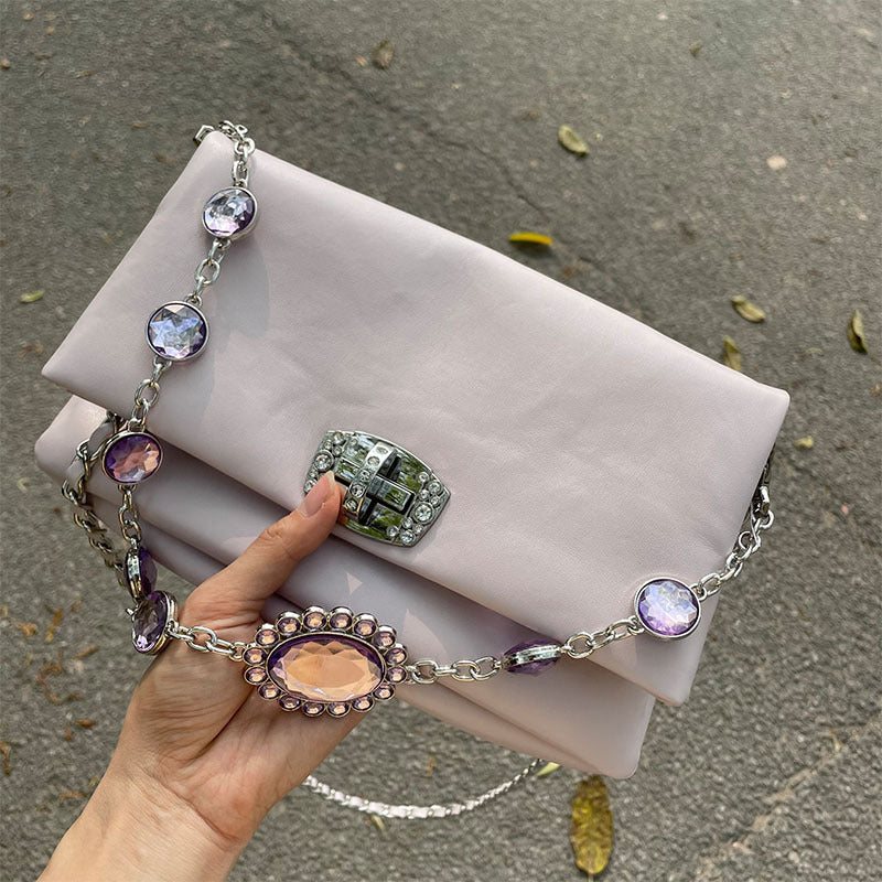 Bolso bandolera moderno para mujer con brillantes incrustaciones de diamantes de imitación