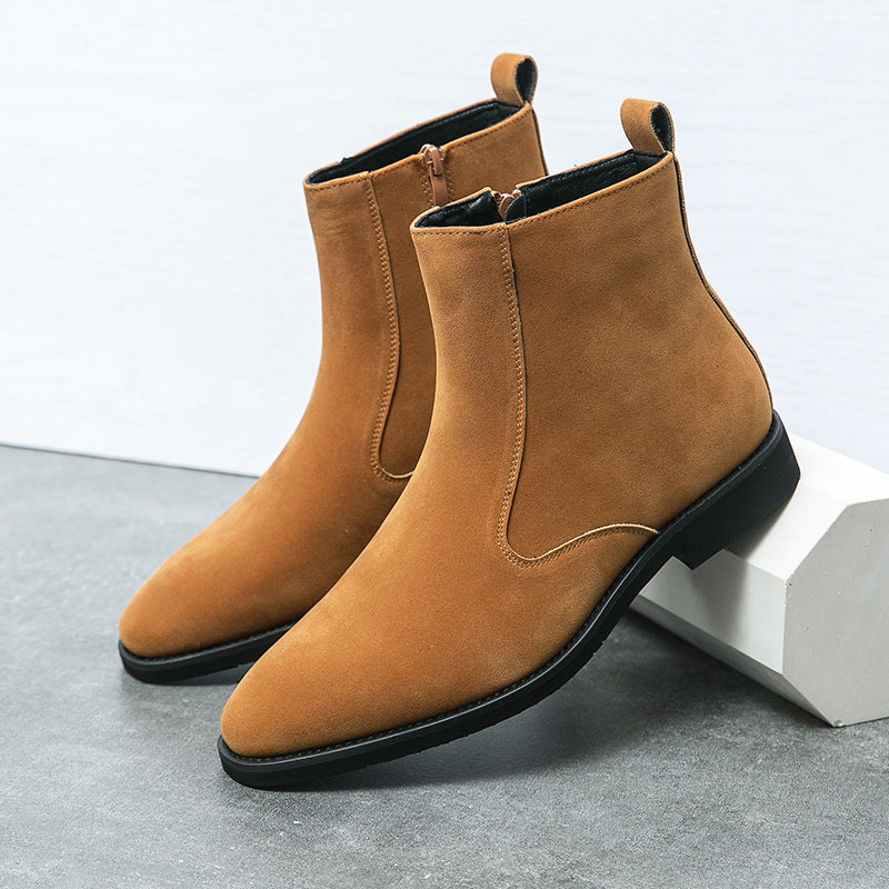 Bottines montantes décontractées en daim Chelsea pour hommes, tendance britannique