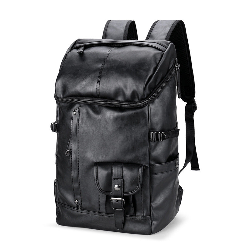 Fashion Simple Solid Color Leather Casual Backpack