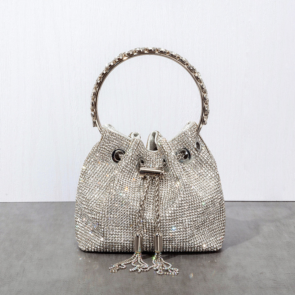 Sac brillant plein de diamants incrustés de diamants Sac rétro en métal