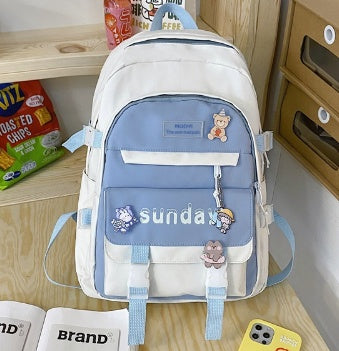 Women's Design Contrast Color Niche Backpack Girl Mori Japanese Style Male High School Student Simple College Students Bag