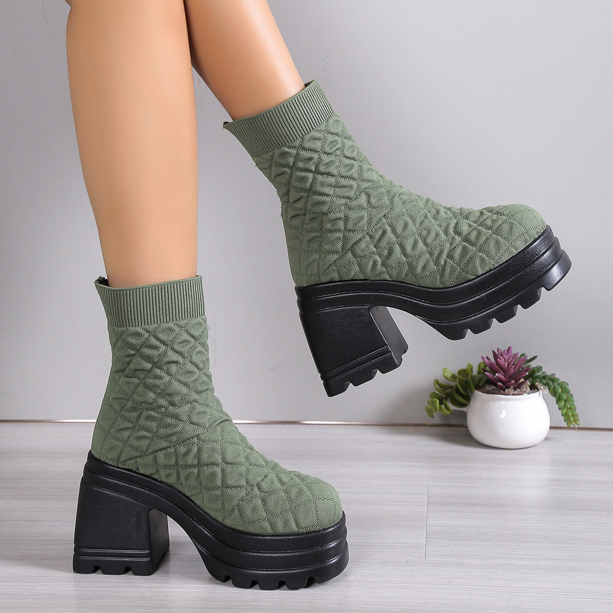 Flying Woven Ankle High-top Stretch Socks Boots