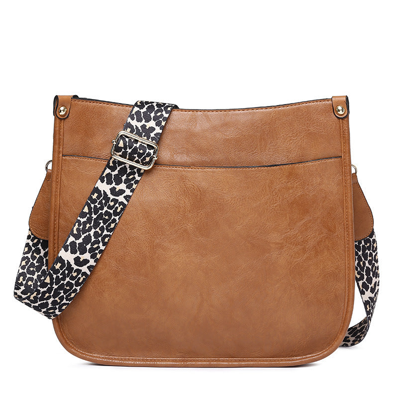 Bolso bandolera informal de piel sintética con estampado de leopardo y correa para el hombro, bolso de mano de gran capacidad, diseño minimalista