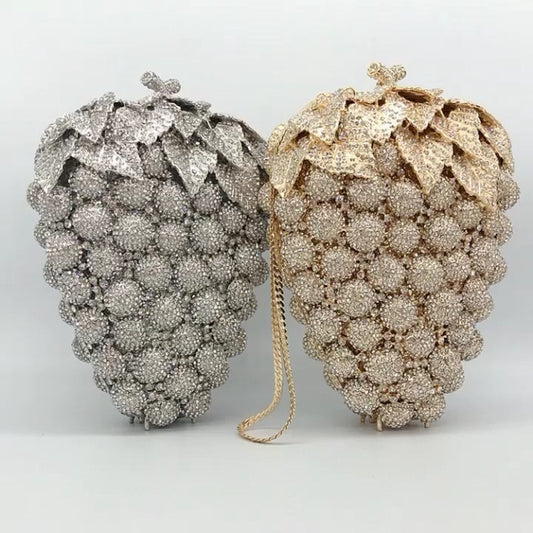 Bolsa de cena con diamantes y uva tachonada de diamantes