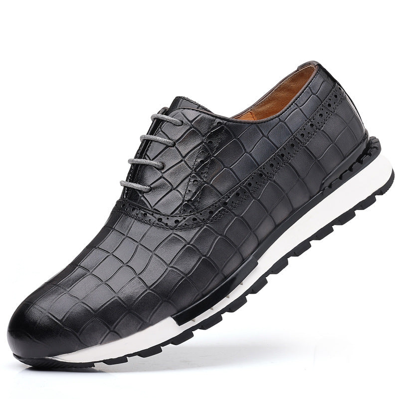 Zapatos casuales de piel de becerro con cordones estilo británico para hombre