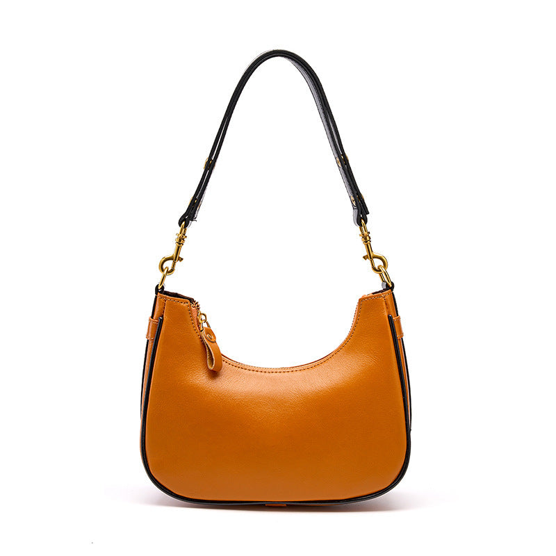 Bolso de mujer de piel de vaca con capas Baotou Baguette de Senior Sense