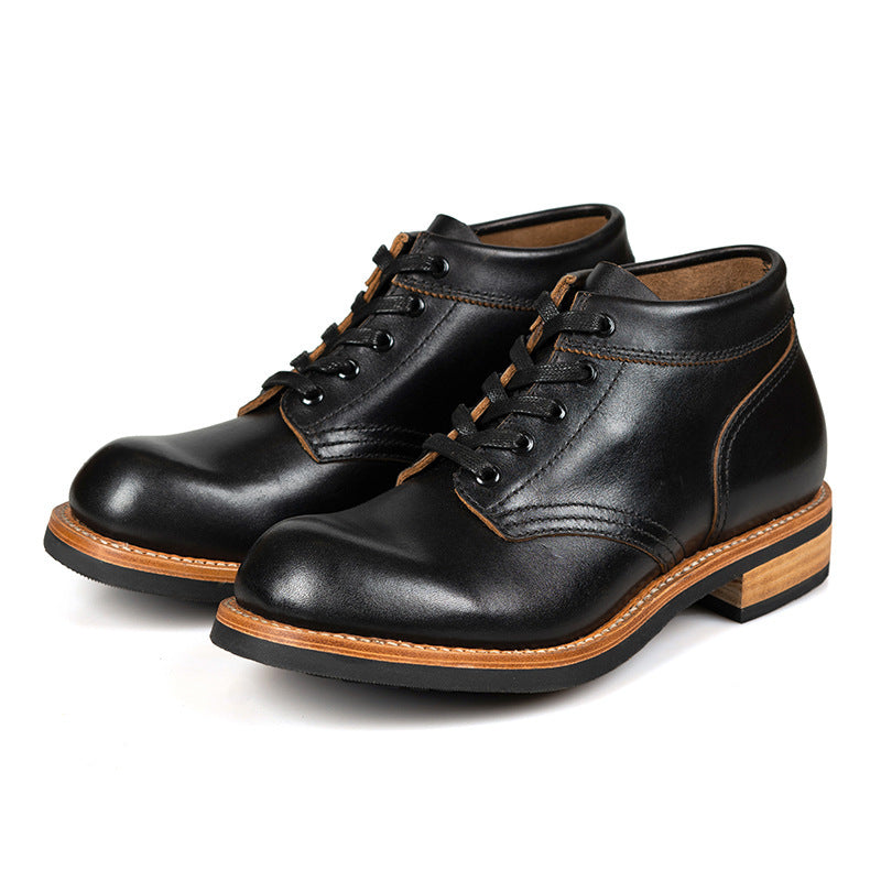 Bottines courtes basses en cuir pour hommes, baskets de loisirs à tête ronde