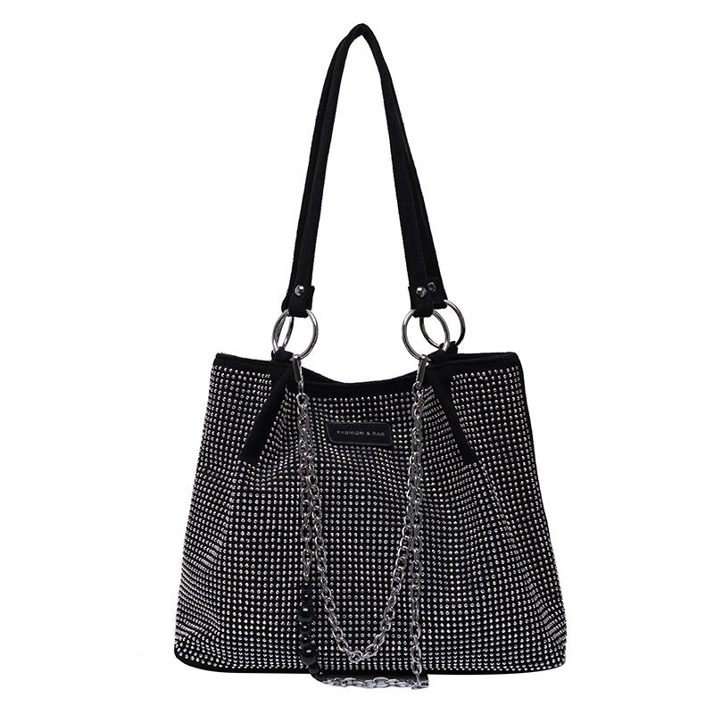 Bolso de hombro de moda para mujer con textura de diamante completo