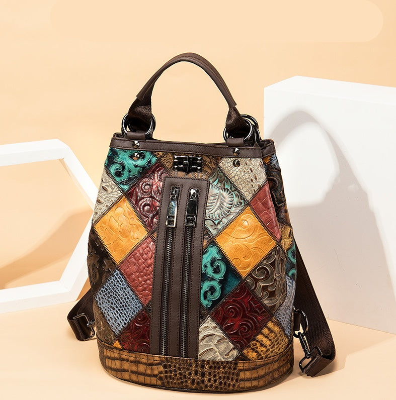 Ethnic National Style Ladies Leather Backpack