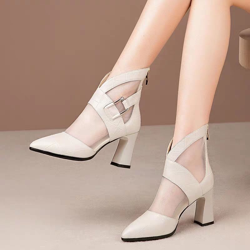 Spring And Summer New Fashion All-match High Heels Chunky Heel Fashion Short Boots