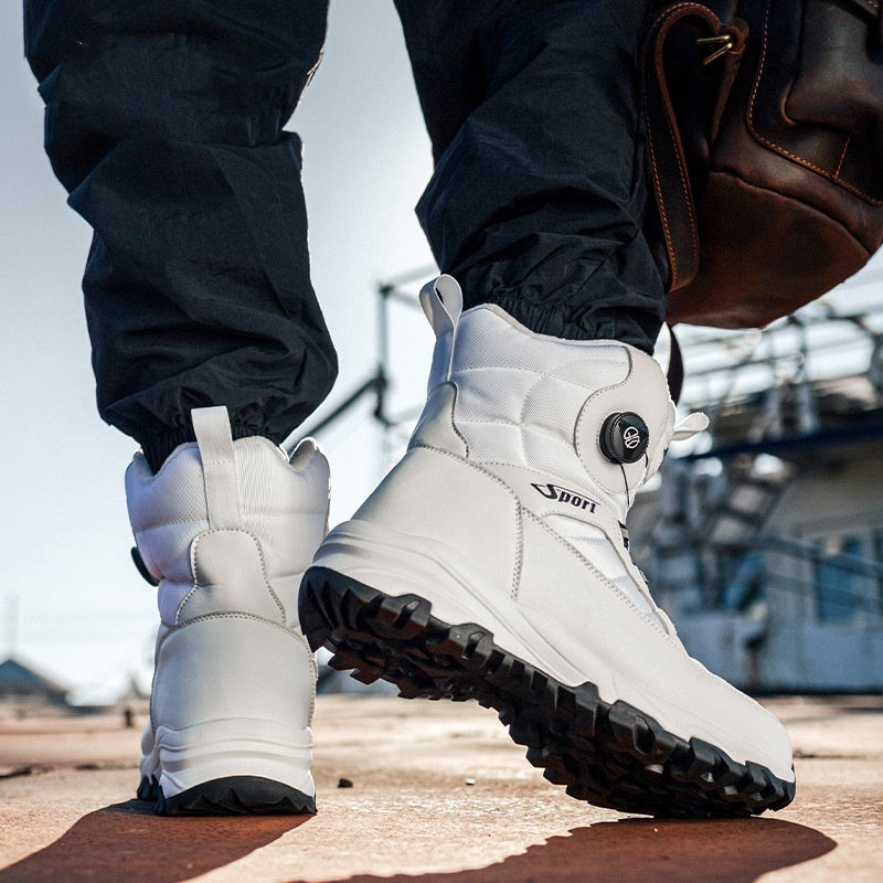 Chaussures de ski rembourrées en coton doublées de polaire épaisse pour hommes, bottes de neige antidérapantes et résistantes au froid