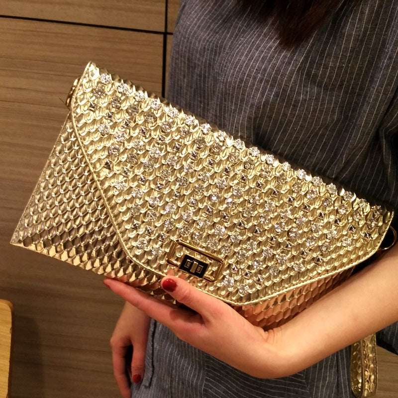 Sac messager à bandoulière avec strass pour femme