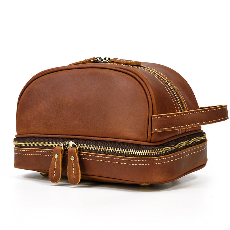 Bolso de mano vintage de cuero para hombre, bolso de viaje de cuero Crazy Horse