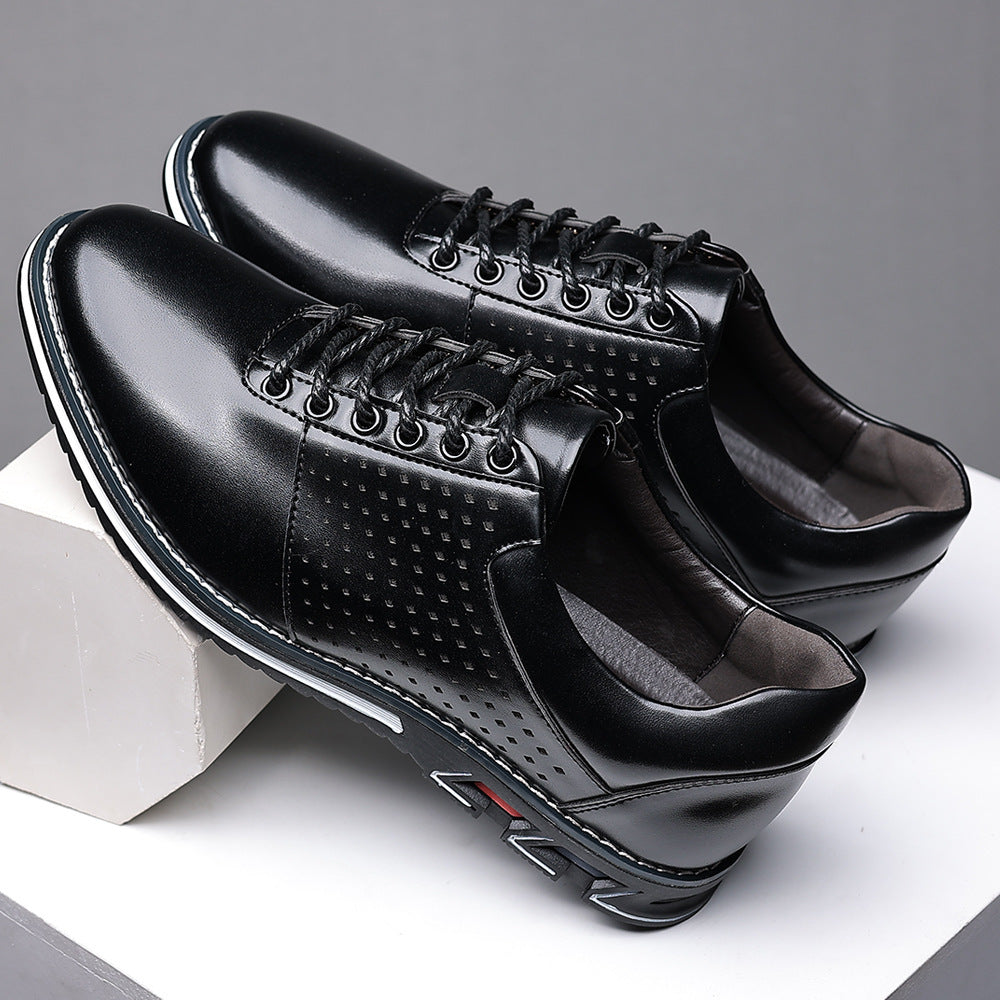 Height Increasing Insole Versatile Men's Autumn New British Style Casual Korean Leather Shoes