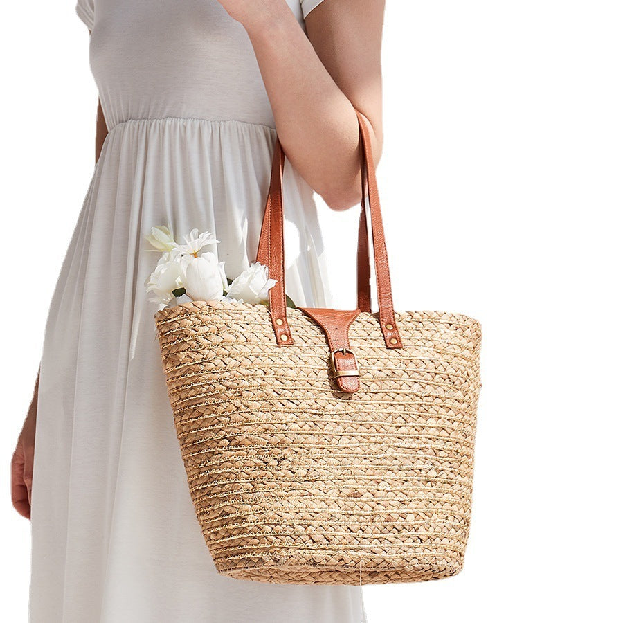 Large-capacity Woven Women's Handbag Single-shoulder Straw Bag