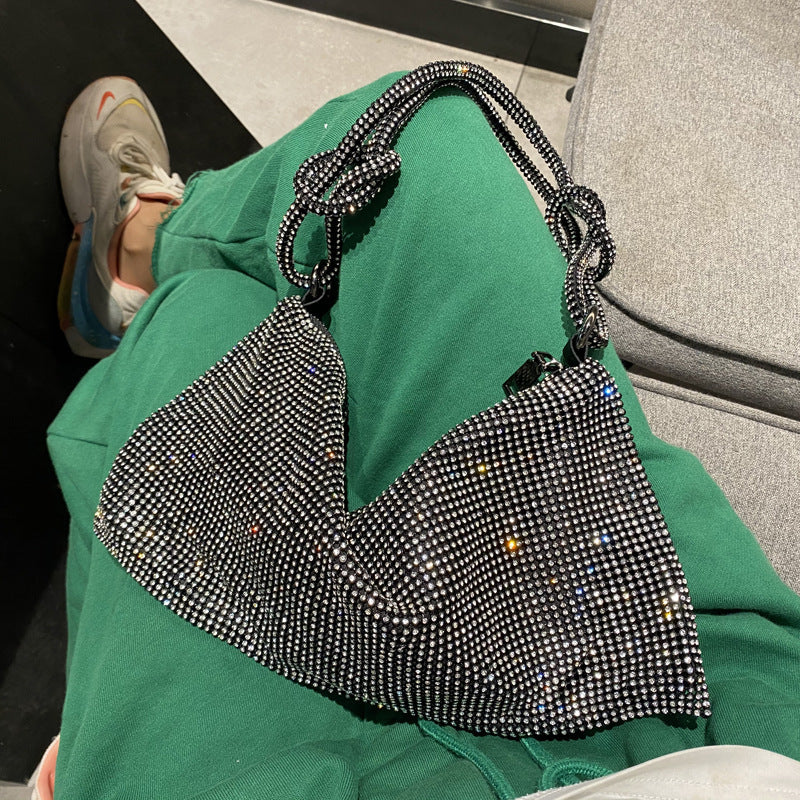 Bolso de mano sencillo con diamantes de imitación para mujer