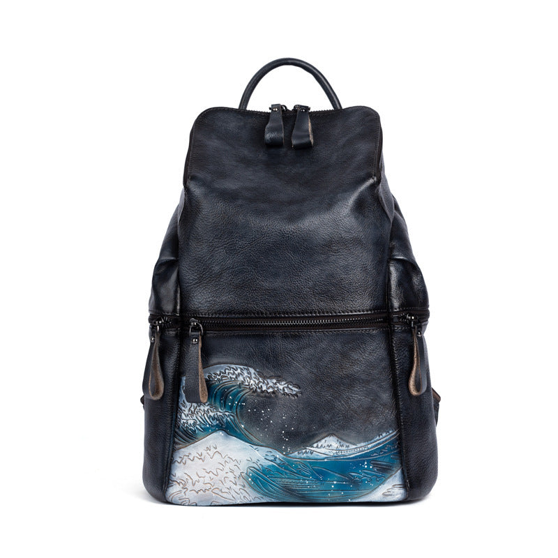 Ladies Large-capacity Backpack In Retro Rubbing Colors